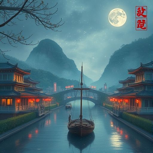 手机屏幕上显示论坛信息流的抽象插画