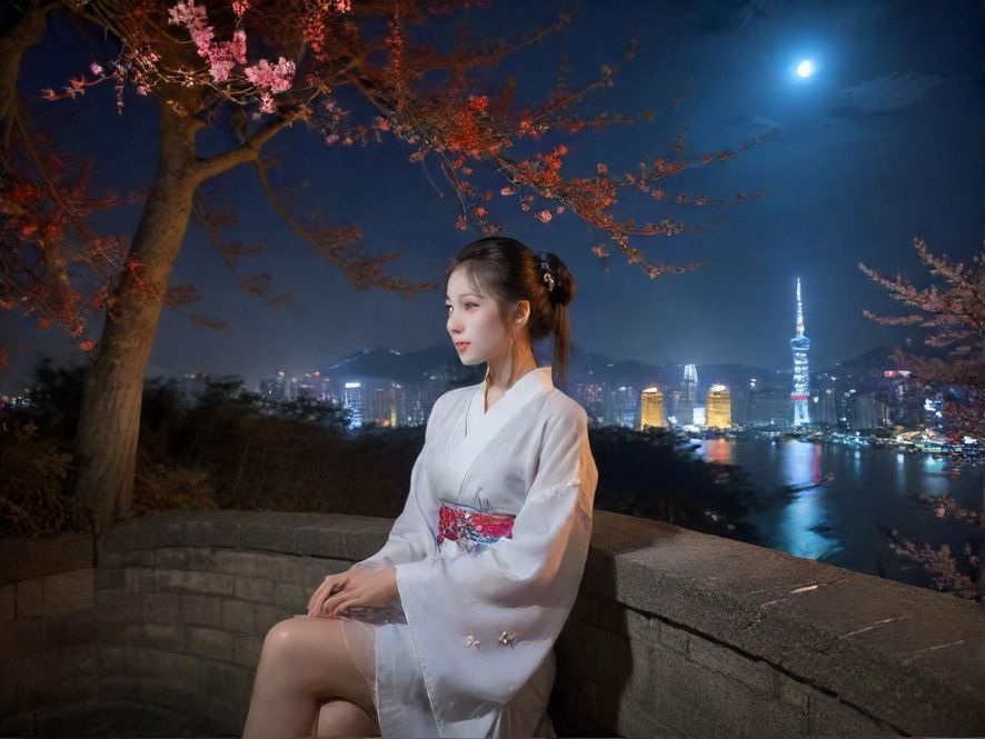 夜晚都市霓虹下的模糊街景,暗示夜生活的神秘感