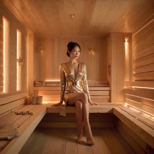 现代高端桑拿房内部景象