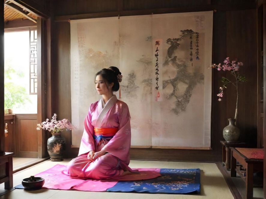 一位神秘女子正敲响一扇门,背景模糊,营造出一种电影般的悬念感,门内是温馨的家居环境。