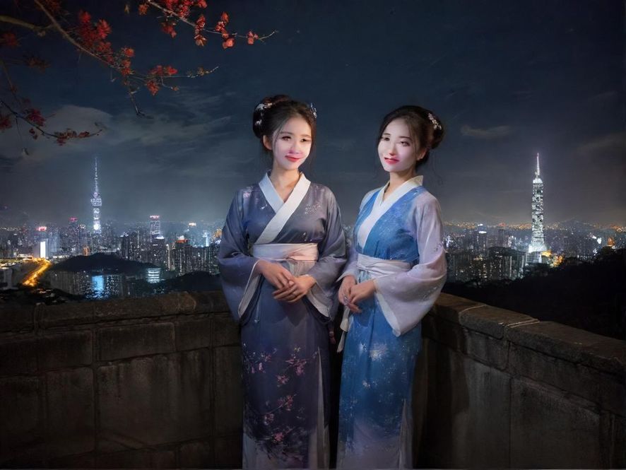 广州豪华会所,夜景俯瞰展现赛博朋克风格的城市天际线