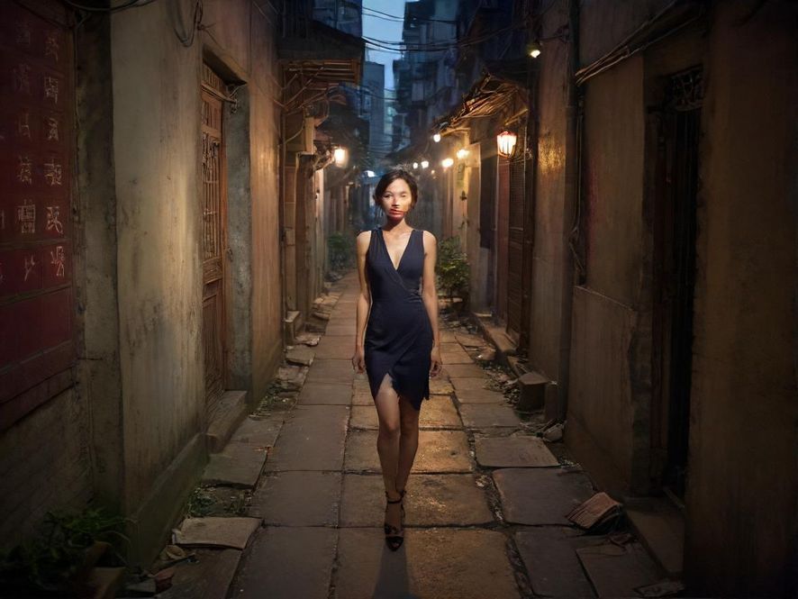 广州老城区巷道傍晚景色