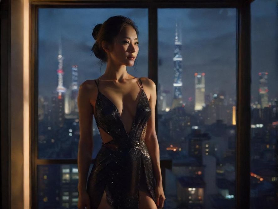 从外部看城市公寓的窗户,透出温暖的灯光,都市夜景背景