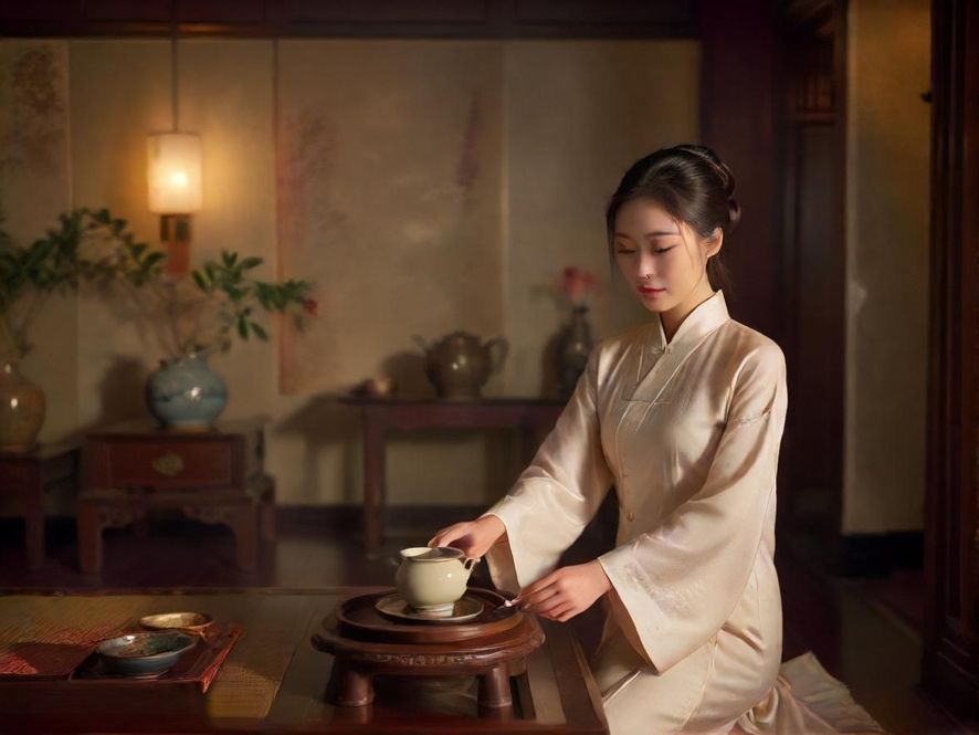 福田会所茶艺表演场景