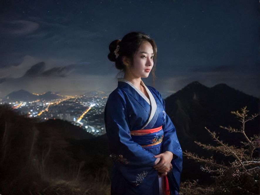 佛山夜景下的抽象网络连接,象征信息流通