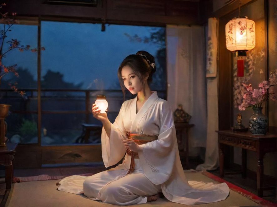 电脑屏幕显示着模糊的论坛界面,夜间室内环境