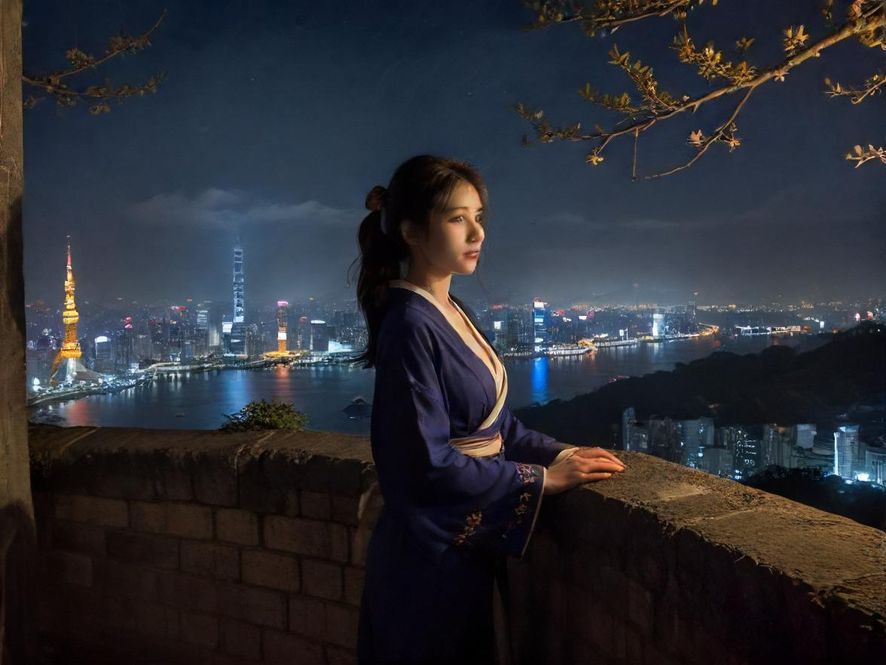 在城市夜景下浏览论坛