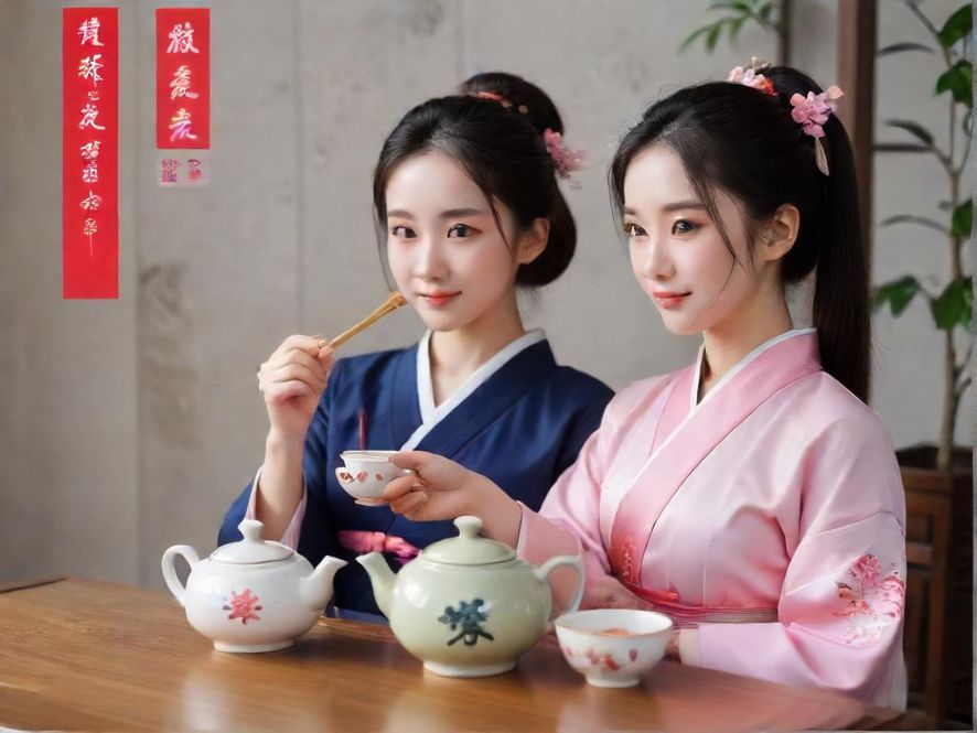 雅致包间内的精致茶具