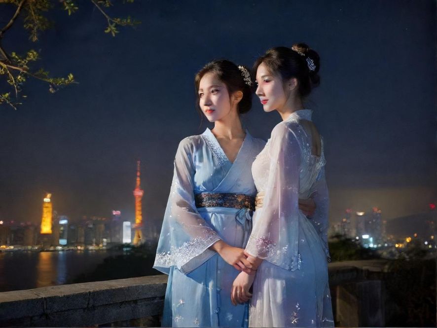 广州夜场霓虹灯夜景