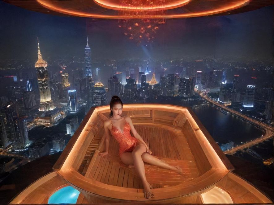 广州高端桑拿会所夜景俯视图