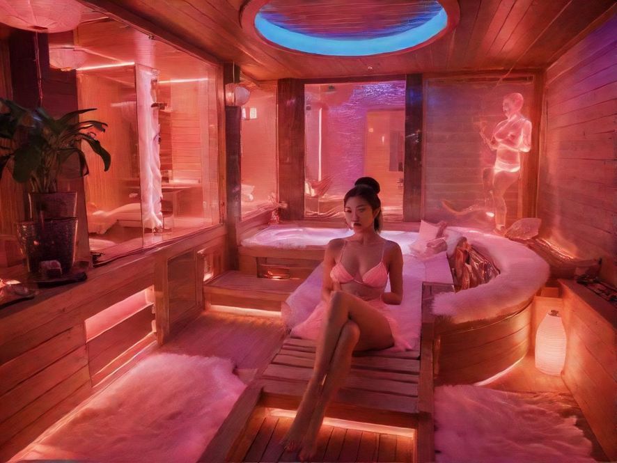 夜场桑拿会所豪华包厢场景