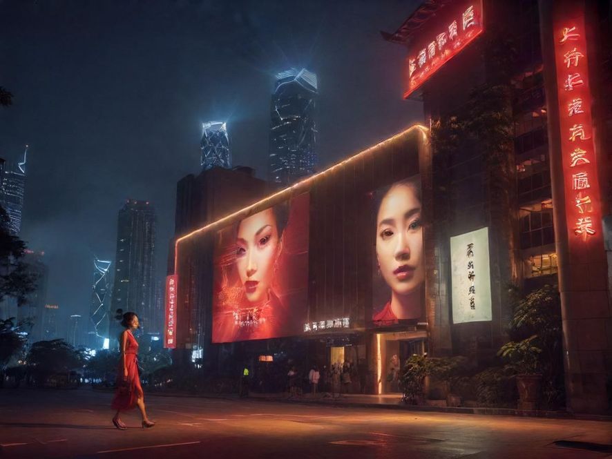 深圳夜色下的休闲会所入口