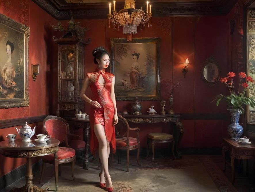 豪华私密茶室内部陈设