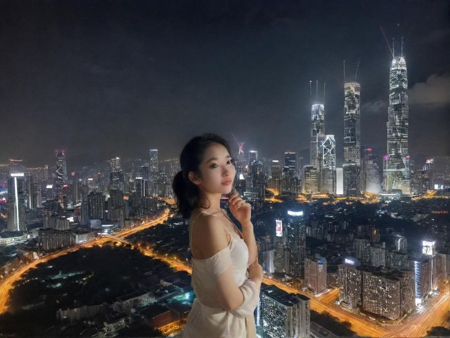 从高端会所露台俯瞰深圳夜景