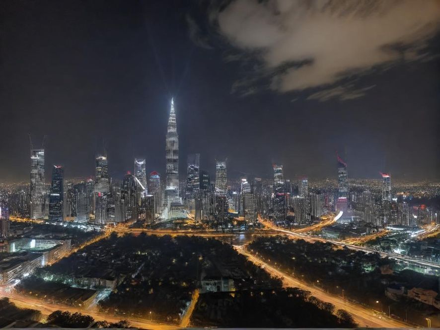 广州珠江新城夜景，高楼林立，灯火辉煌，展现羊城繁华夜色。