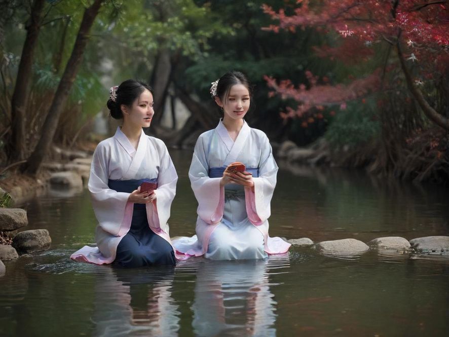 顺德水乡风光,航拍视角,唯美意境,傍晚时分